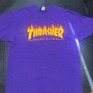 Thrasher Purple Shirt with Orange Flame Logo